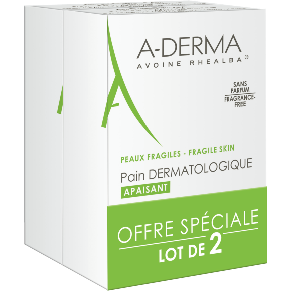 Pain dermatologique sans savon A-Derma - lot de 2 pains de 100 g