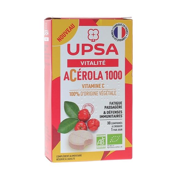 Acérola 1000 bio UPSA - boîte de 30 comprimés à croquer