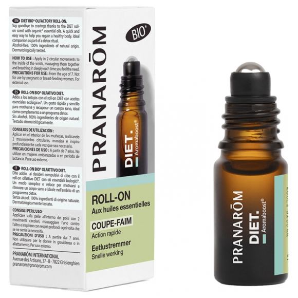 Aromaboost Diet coupe-faim Roll-on aux huiles essentielles bio Pranarôm - roll-on de 5 ml