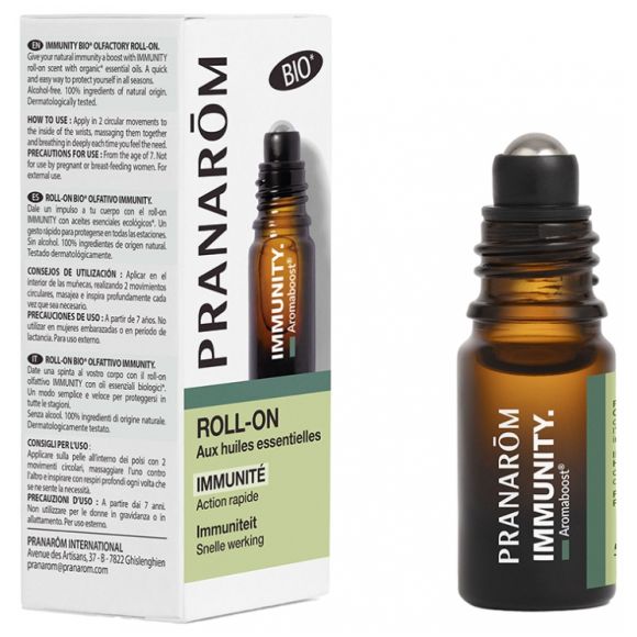 Aromaboost Immunity immunité Roll-on aux huiles essentielles bio Pranarôm - roll-on de 5 ml