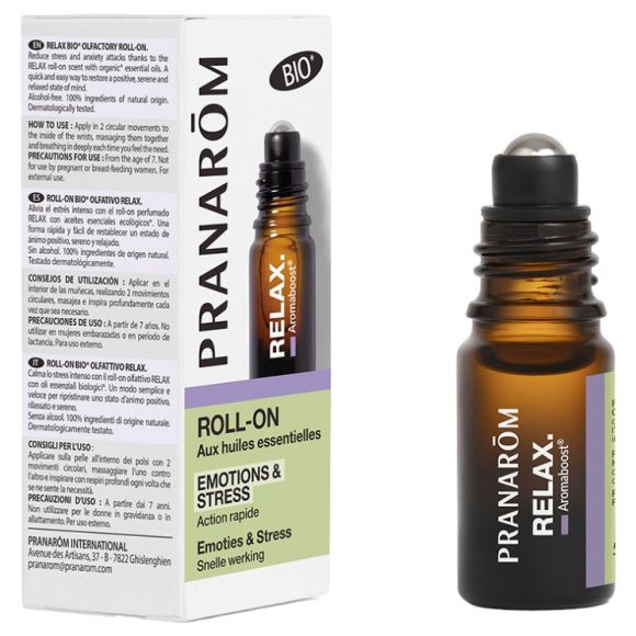 Aromaboost Relax détente Roll-on aux huiles essentielles bio Pranarôm - roll-on de 5 ml