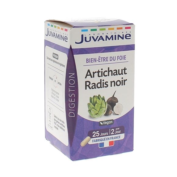 Artichaut Radis Noir Bien-être du foie Juvamine - boîte de 50 gélules