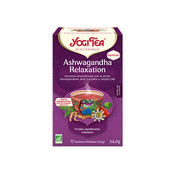 Ashwagandha Relaxation bio Yogi Tea - boîte de 17 sachets