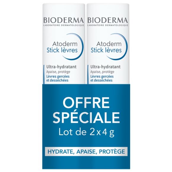 Atoderm Stick lèvres ultra-hydratant Bioderma - lot de 2 sticks de 4g