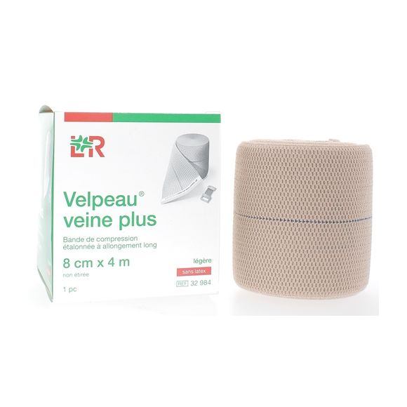 Bande de compression veine plus légère sans latex Velpeau - 1 bande de 8cmx4m