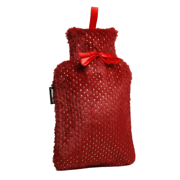 Bouillotte à eau avec housse rouge brillant Calindoo - bouillotte de 2L