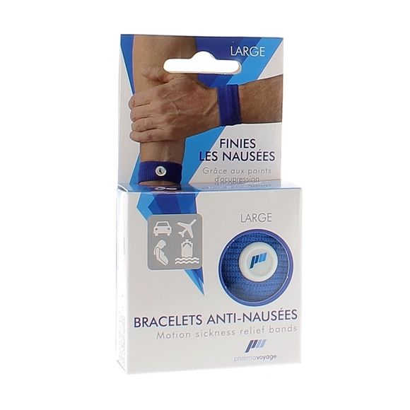 Bracelet anti-nausées adulte bleu taille large Pharmavoyage - une paire de bracelet