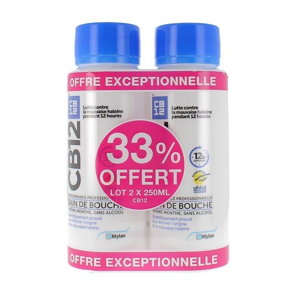 Bain de bouche goût menthe CB12 - lot de 2x250 ml