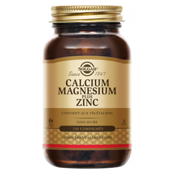 Calcium Magnésium Zinc Solgar - pot de 100 comprimés