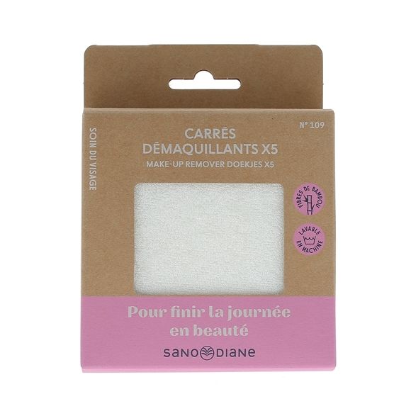 Carrés démaquillants lavables Sanodiane - lot de 5 cotons