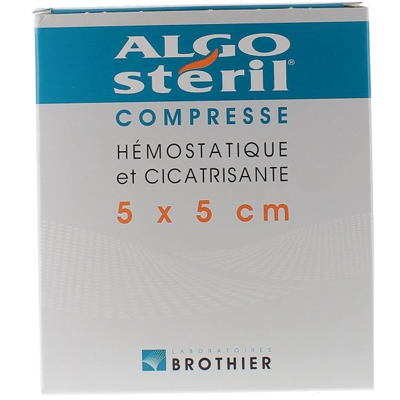 Compresses hémostatiques et cicatrisantes 5x5 cm algostéril Brothier - boite de 10 compresses