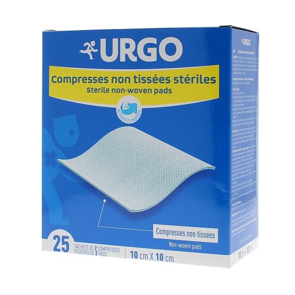 Compresses stériles non tissé Urgo - 25 sachets de 2 compresses 10 x 10 cm