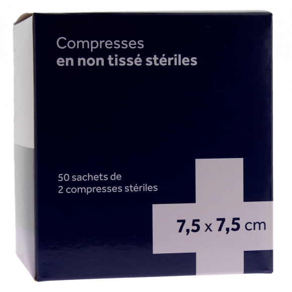 Compresses stériles non tissé 3M - 50 sachets de 2 compresses stériles de 7,5x7,5 cm