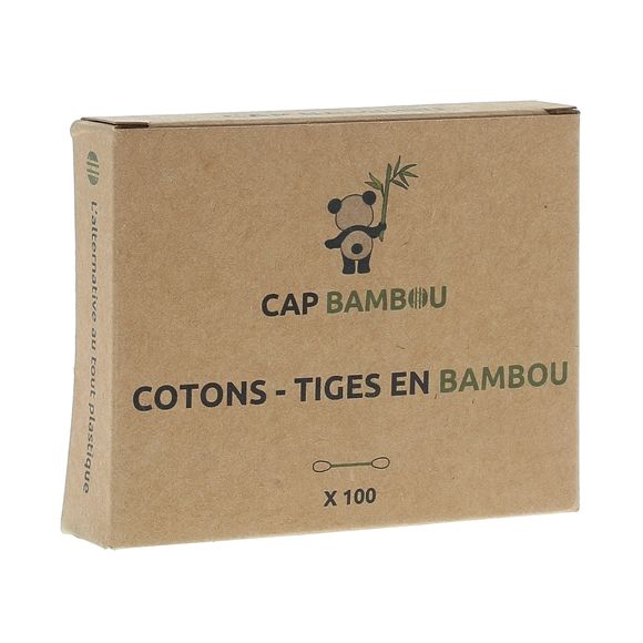 Cotons tiges en bambou Cap Bambou - boîte de 100 cotons-tiges