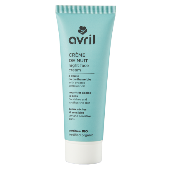 Crème de nuit peaux sèches et sensibles bio Avril - tube de 50 ml