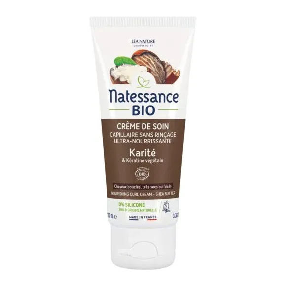 Crème de soin capillaire ultra-nourrissante karité bio Natessance - tube de 100ml