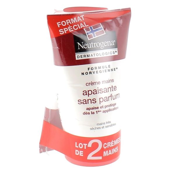 Crème mains apaisante sans parfum Neutrogena - lot de 2 tubes de 50 ml