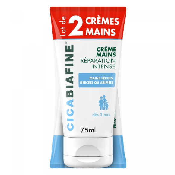 Crème mains réparation intense Cicabiafine - lot de 2 crèmes de 75 ml