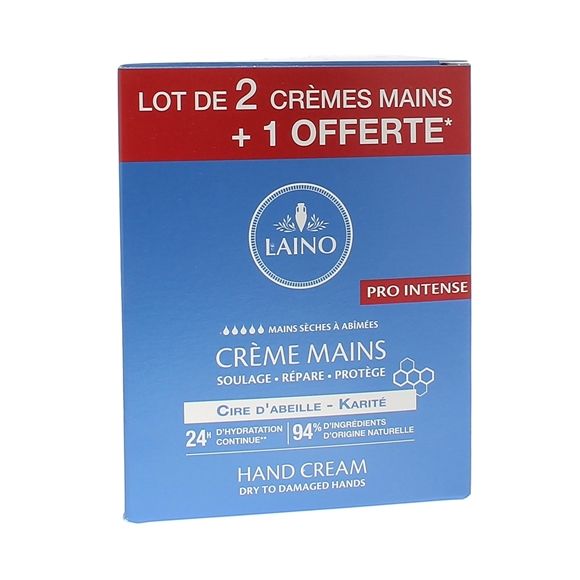 Crème mains sèches à gercées cire d'abeille et karité Laino - 3 tubes de 50 ml