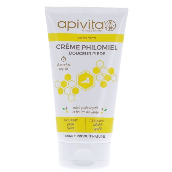 Crème philomiel douceur pieds Apivita - tube de 150 ml