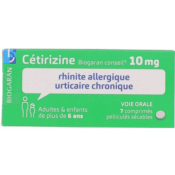 Cétirizine Biogaran Conseil 10mg - 7 comprimés pelliculés sécables