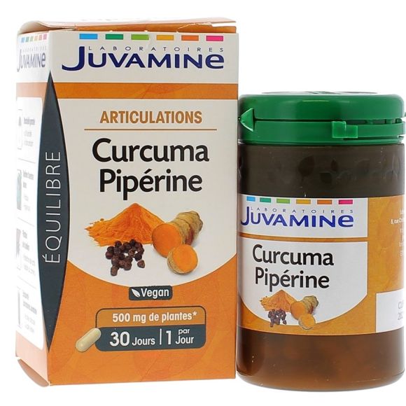 Curcuma Pipérine Articulations Juvamine - boîte de 30 gélules