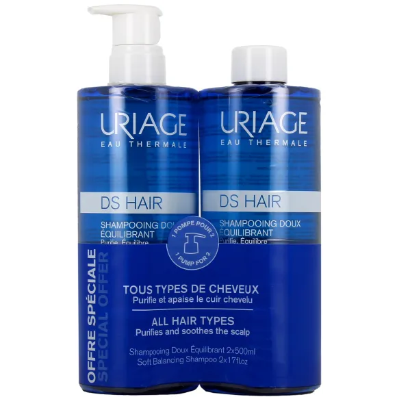 DS Hair Shampooing doux équilibrant Uriage - 2 flacons de 500ml