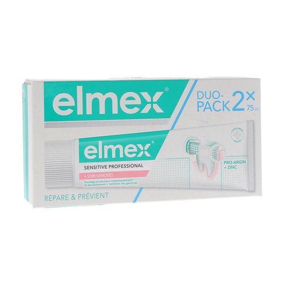 Dentifrice Sensitive Professional + soin gencives Elmex - lot de 2 tubes de 75 ml