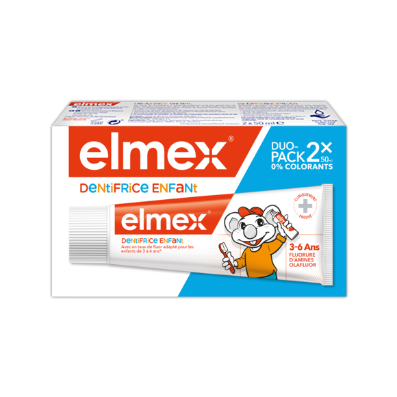 Dentifrice enfant 3-6 ans Elmex - lot de 2 tubes de 50 ml