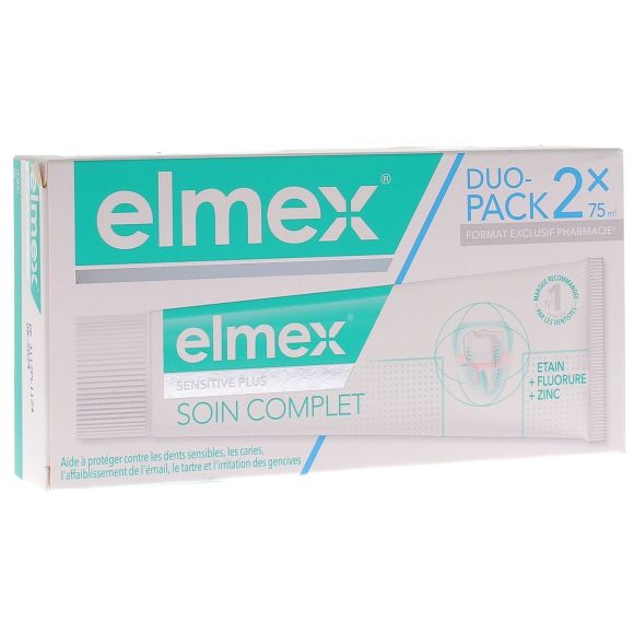 Dentifrice soin complet Sensitive Plus Elmex - lot de 2 tubes de 75 ml