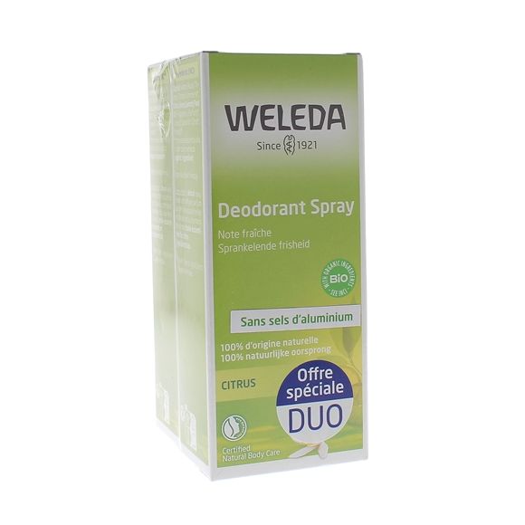 Déodorant aux huiles essentielles naturelles Weleda - lot de 2 déodorants de 100 ml