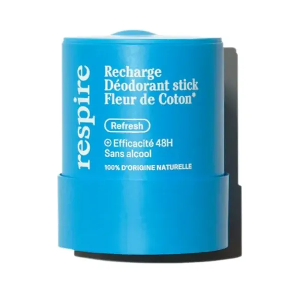 Déodorant solide efficace 48h Fleur de Coton bio Respire - recharge de 50g