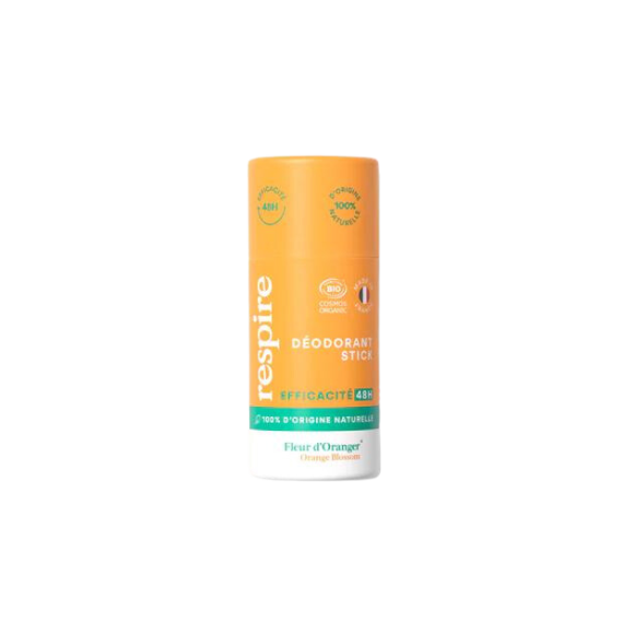 Déodorant solide efficace 48h fleur d'oranger bio Respire - stick de 50g