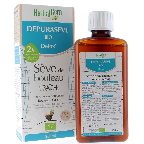 Depurasève bio Détox Sève de bouleau fraîche HerbalGem - flacon de 250ml