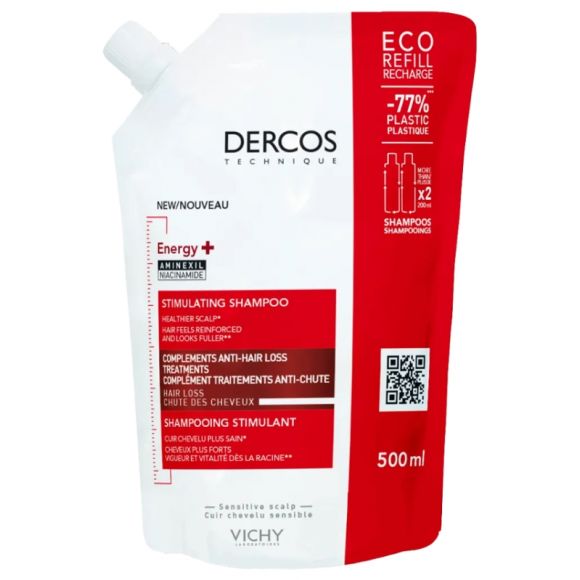 Dercos énergisant shampooing complément anti-chute Vichy - éco-recharge de 500ml