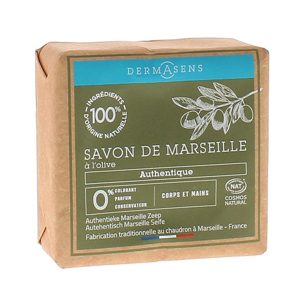 Dermasens Savon solide de Marseille authentique à l'olive Marque Verte - pain de 100g