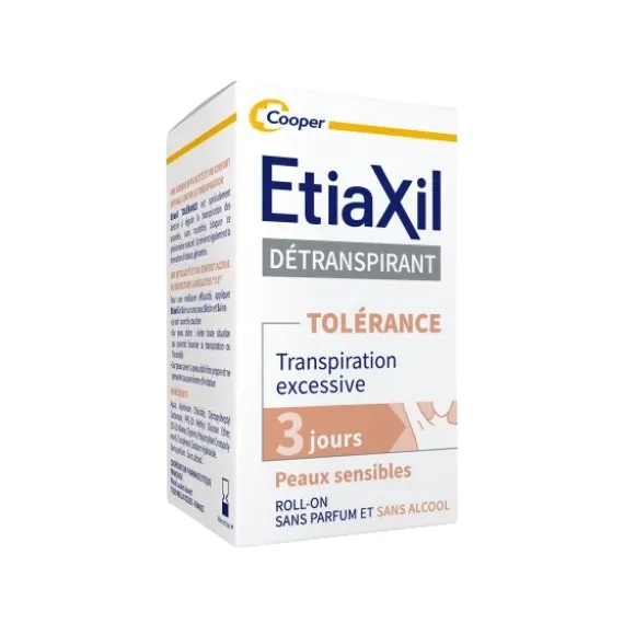 Détranspirant Confort+ Traitement transpiration forte Aisselles peaux sensibles Etiaxil - roll-on de 15 ml