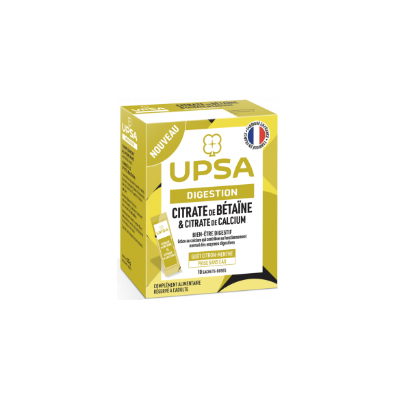 Digestion Citrate de bétaïne & Citrate de calcium UPSA - boîte de 10 sachet-doses