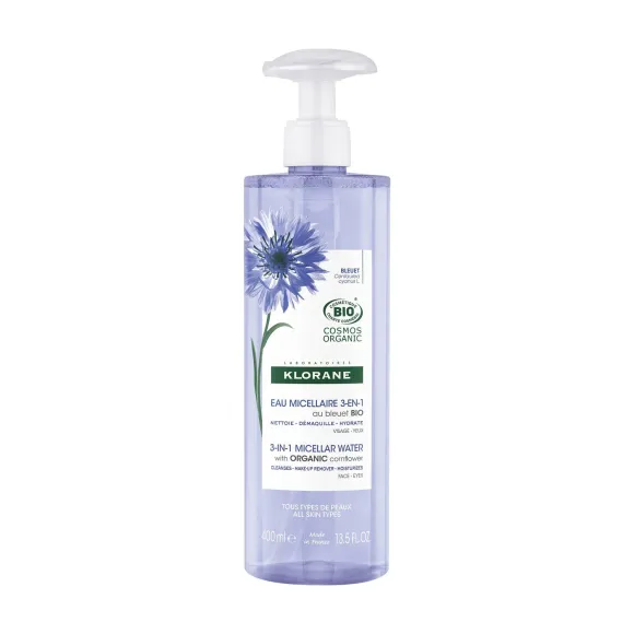 Eau micellaire 3 en 1 au Bleuet bio Klorane - flacon de 400ml