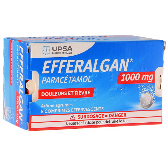 Efferalgan 1g agrumes comprimé effervescent - boite de 8 comprimés