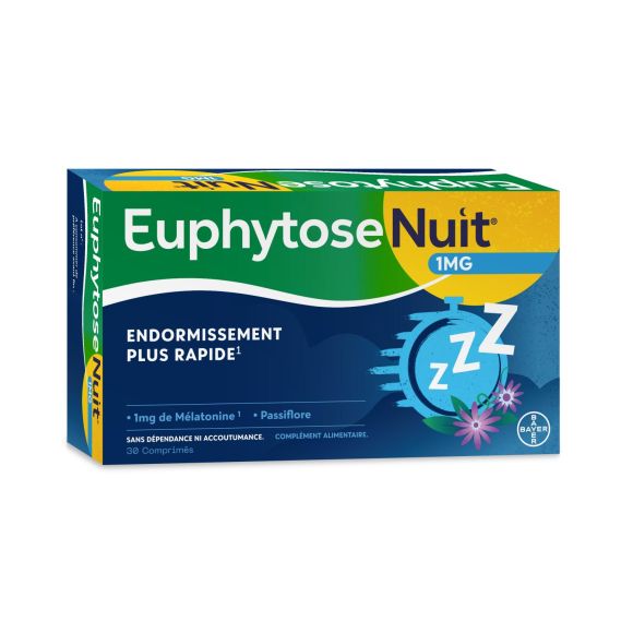 Euphytose Nuit Sommeil Mélatonine et Passiflore 30 comprimés