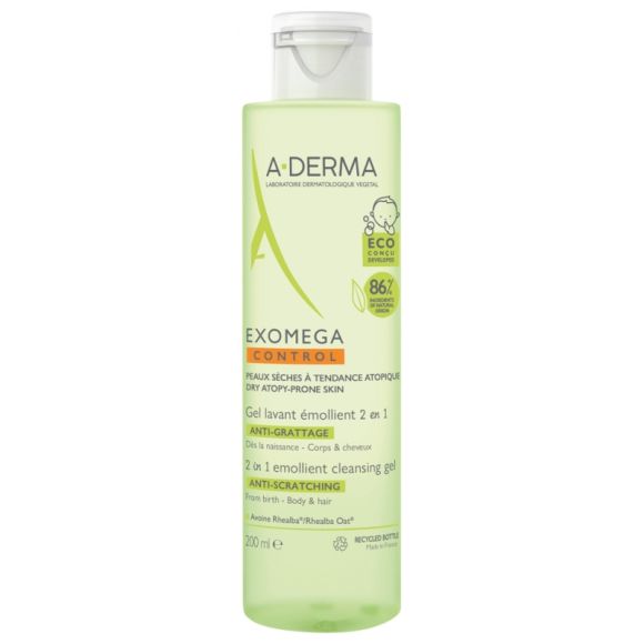 Exomega Control Gel lavant émollient A-derma - flacon de 200 ml