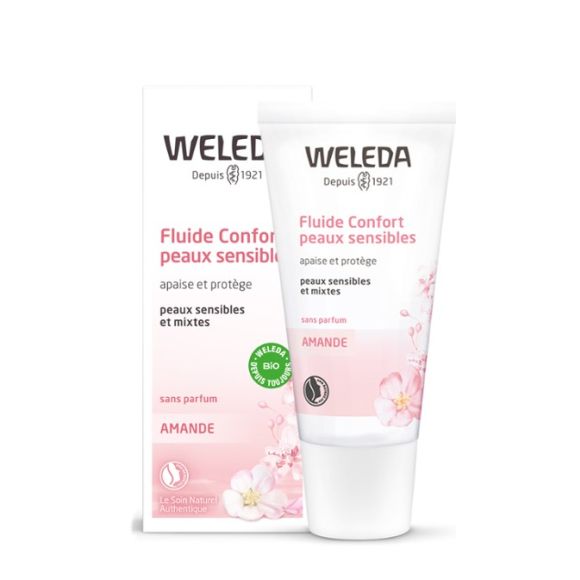 Fluide confort peaux sensibles à l'amande bio Weleda - flacon de 30 ml