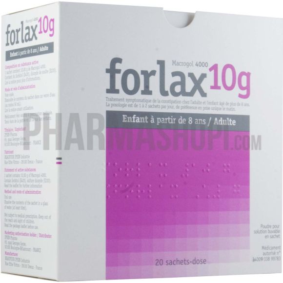 Forlax 10g poudre pour solution buvable en sachet - boîte de 20 sachets