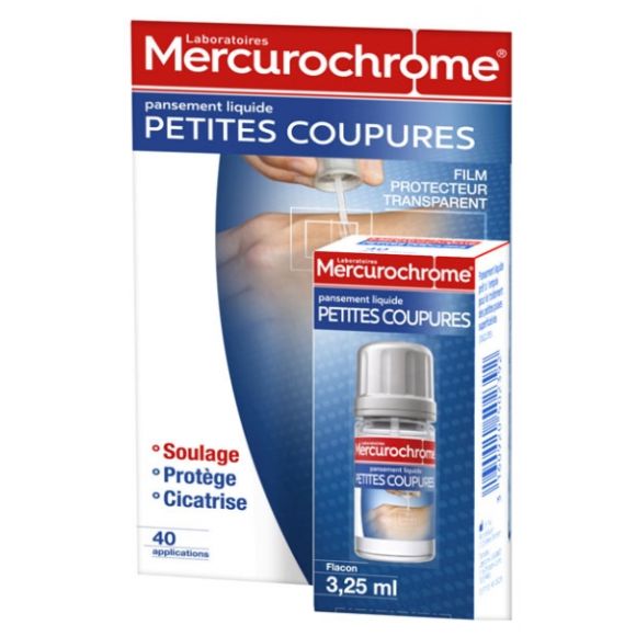 Pansement liquide petites coupures Mercurochrome - flacon de 3,25ml