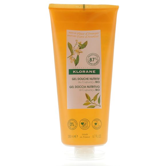 Gel douche nutritif au Cupuaçu bio Fleur d'oranger Klorane - tube de 200ml