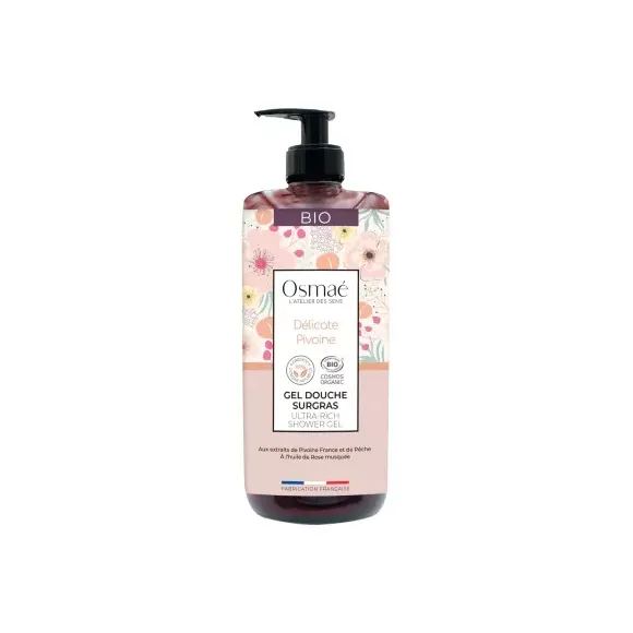 Gel douche surgras délicate pivoine Osmaé - flacon-pompe de 1L