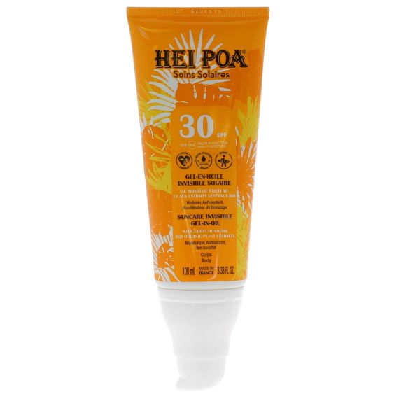 Gel en huile invisible solaire SPF30 Hei Poa - tube de 100ml