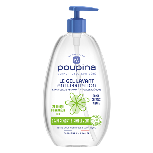 Gel lavant anti-irritation Poupina - flacon-pompe de 485ml