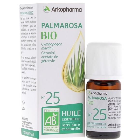 Huile Essentielle Palmarosa Bio n°25 Arkopharma - flacon de 5 ml